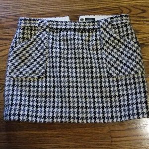 J Crew Wool Houndstooth Skirt Black Gray 12